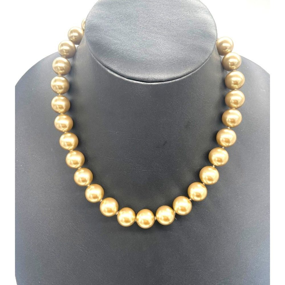 Faux Large Pearl Ball Beaded Choker Necklace Lobster Closure 16 to 19 Inches